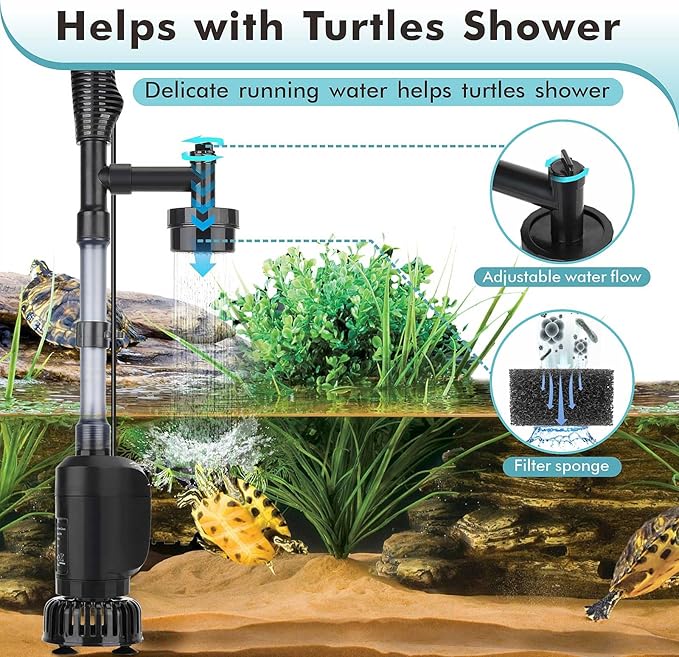 AQQA Aquarium Vacuum Gravel Cleaner Electric Fish & Turtle Tank Water Changer 6 in 1 Multi-functional Aquarium Cleaning Tools Set for Water Cleaning & Circulation (20W, 320GPH)