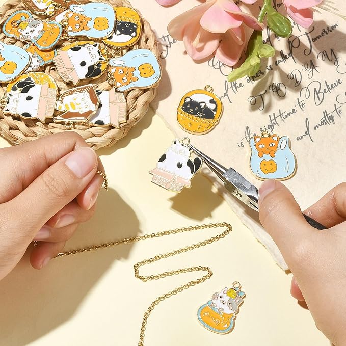 KitBeads 20pcs Enamel Cat Charms Colorful Cute Animal Pet Charms Mixed Styles Mini Kitten Charms for Jewelry Making Bracelets Bulk