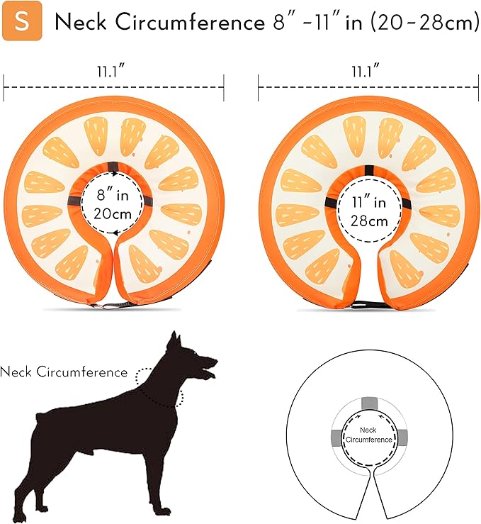 Dog Cone Collar for Small Medium Large Dogs for After Surgery, Pet Inflatable Neck Donut Collar Soft Protective Recovery Cone for Dogs and Cats - Alternative E Collar Does not Block Vision Orange,S