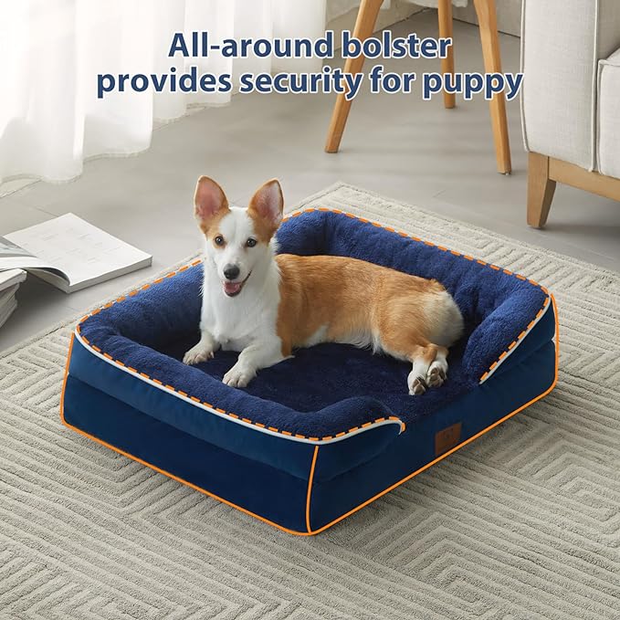 WNPETHOME Waterproof Dog Beds for Jumber Dogs, Orthopedic XXLarge Dog Bed with Sides, Big Dog Couch Bed with Washable Removable Cover, Pet Bed Sofa with Non-Slip Foam for Sleeping