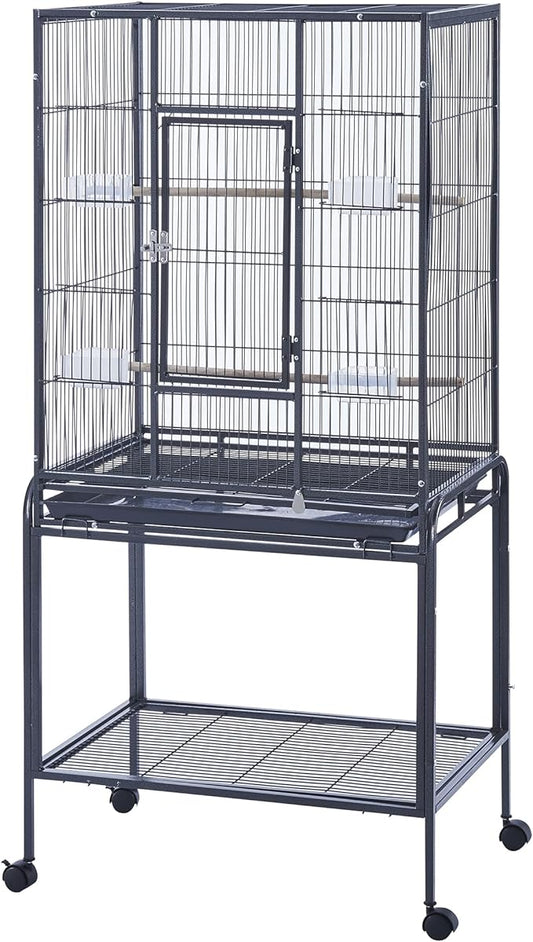 Panana Large Budgie Cage Metal Bird Cage with Stand Rolling Parrot Cage for Cockatiels African Grey Conures Parakeets Lovebird Finch Canary Bird Flight Cage for Small Pet Animals (53 Inch Height)