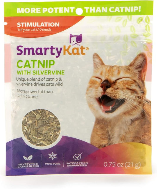 SmartyKat Catnip & Silvervine Blend for Cats & Kittens, Resealable Pouch - 0.75 Ounce