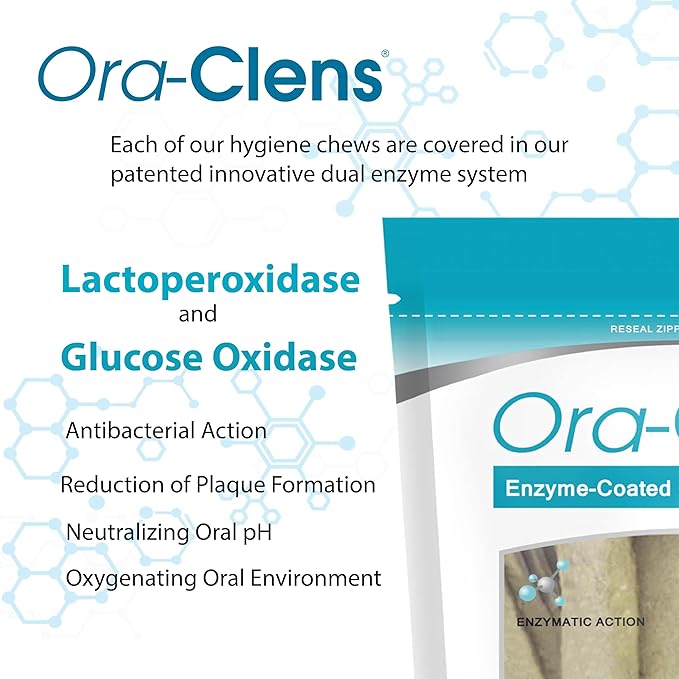 Oral Hygiene Chews for Small Dogs - Cleans Teeth and Freshens Breathe - Coated with Enzymes - Prevents Plaque & Bacteria Build Up - 30 Chews