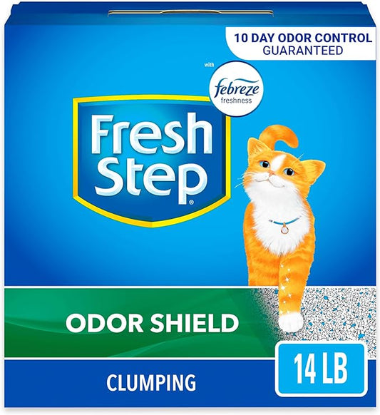 Fresh Step Clumping Cat Litter, Odor Shield, Long Lasting Odor Control Kitty Litter with Activated Charcoal, Low Dust Formula, 14 lb