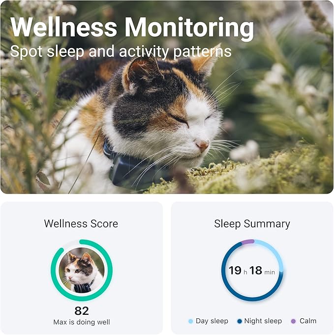 Tractive GPS Tracker & Health Monitoring for Cats (6.5 lbs+) - Market Leading Pet GPS Location Tracker | Wellness & Escape Alerts | Waterproof | Works with Any Collar (Dark Blue)