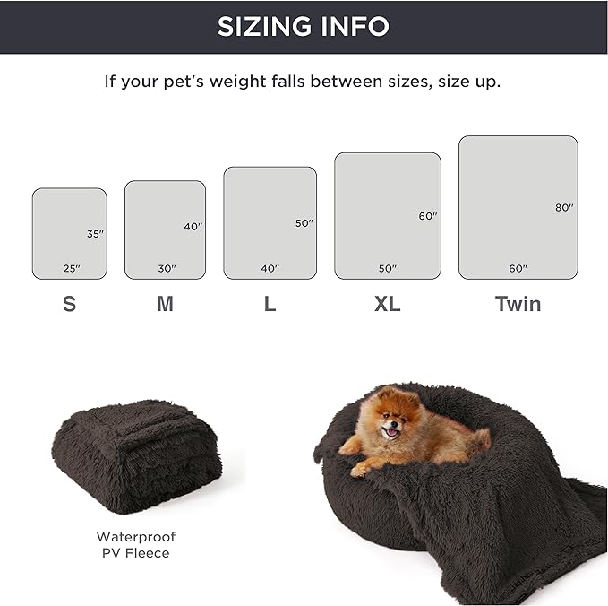 Bedsure Waterproof Dog Blankets for Small Dogs - Calming Cat Blanket for Couch Protector Washable, Long Faux Fur Pet Throw Blanket for Puppy, Reversible Furniture Protection, 25"x35", Chestnut