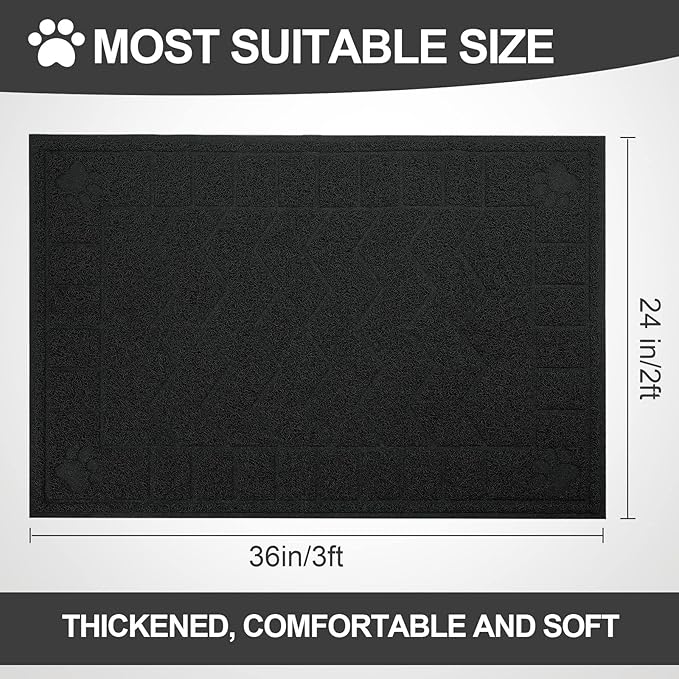 Cat Litter Mat, Litter Trapping Mat Soft on Kitty Paws, 35" x 24" Kitten Litter Box Mat for Cleaner Floors, Waterproof, Easy Clean, Durable Large Size Cat Litter Pad for Kitten.