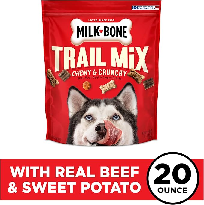 Milk-Bone Trail Mix Chewy & Crunchy Dog Treats, Real Beef & Sweet Potato, 20 Ounce