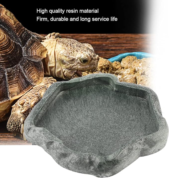 AYNEFY Reptile Food Water Rock Bowls,Resin Reptile Feeder Lizard Worm Feeding Dish Amphibian Feeder Bowl Terrarium Decor for Bearded Dragons Leopard Gecko Frog Snake(Emerald