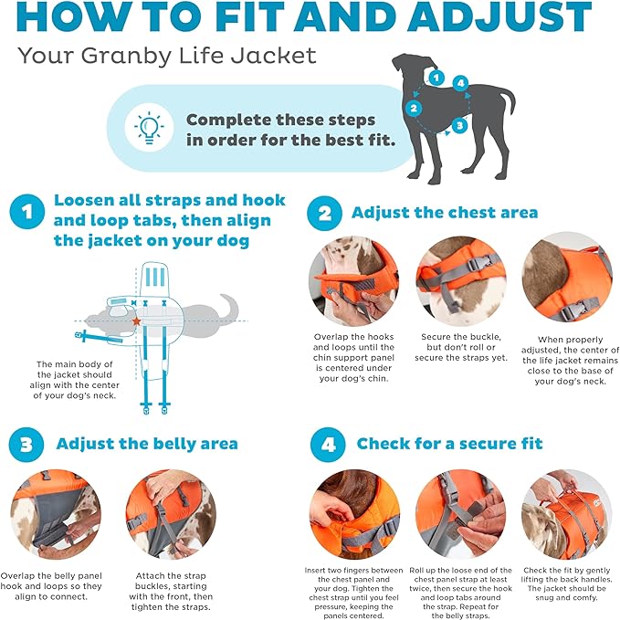 Outward Hound Granby Splash Orange Dog Life Jacket, Medium