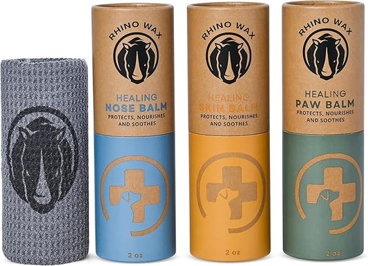 Dog Care Kit - Healing Dog Paw Pad Balm + Snout Soother for Dogs + Skin Soother - Relieves Pain, Nourishes and Heals - For Dry, Irritated Paws, Noses and Skin - Lick-Safe - Made in the USA