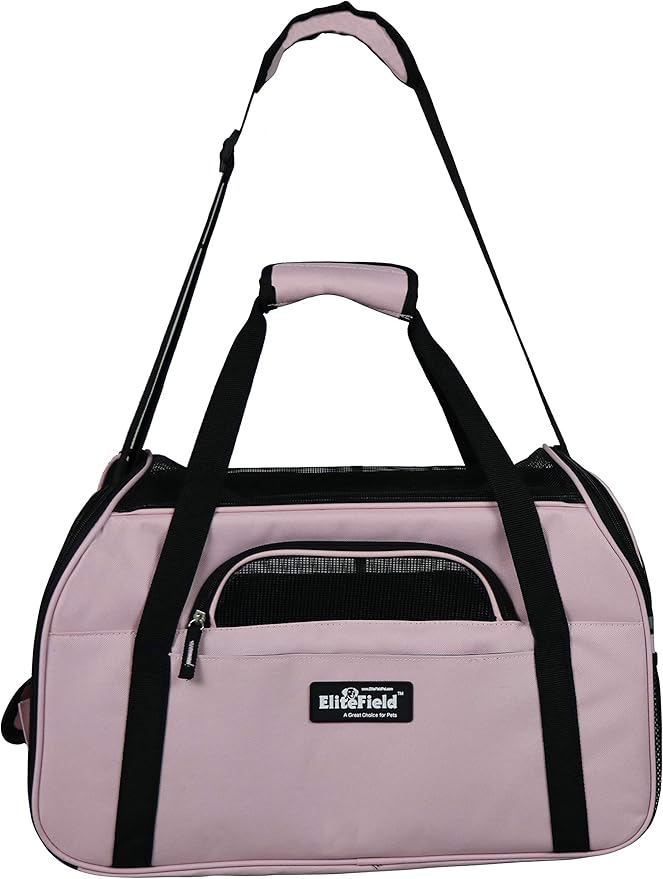 EliteField Soft Pet Carrier (3 Year Warranty, Airline Approved) Small Soft Dog Carrier Soft Cat Carrier Puppy Carrier Soft Sided Travel Carrier Bag (X-Large: 21" L x 12" W x 13" H, Pink)