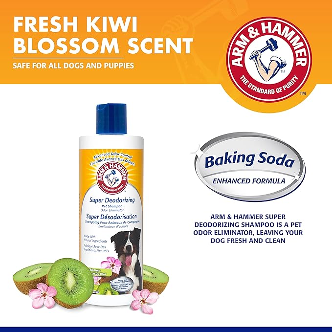 Arm & Hammer for Pets Super Deodorizing Shampoo for Dogs | Best Odor Eliminating Dog Shampoo | Great for All Dogs & Puppies, Fresh Kiwi Blossom Scent, 16 oz - 6 Pack