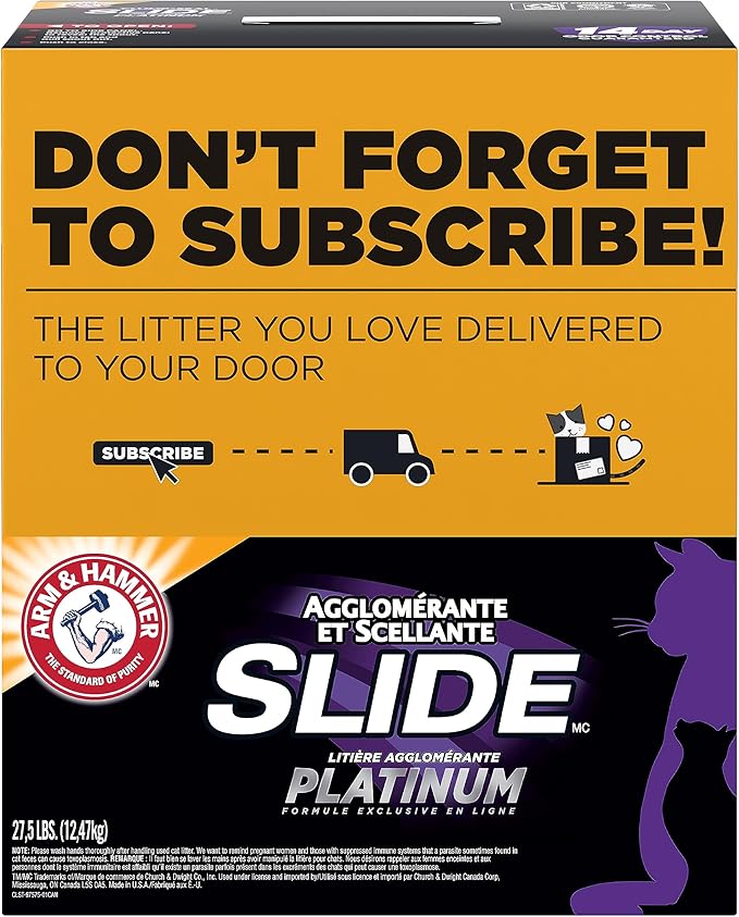 Arm & Hammer Slide Platinum Easy Clean-Up Clumping Cat Litter, Multi-Cat Litter, 27.5 Pounds, Online Exclusive Formula