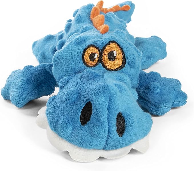 goDog Gators Squeaky Plush Dog Toy, Chew Guard Technology - Blue, Small