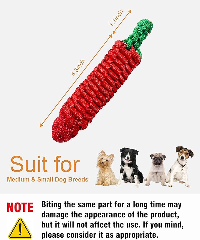 Dog Rope Toy,Tug of War Dog Toy,Puppy Teething Chews,Dog Chew Toys,Red Pepper Dog Toys for Small Dogs