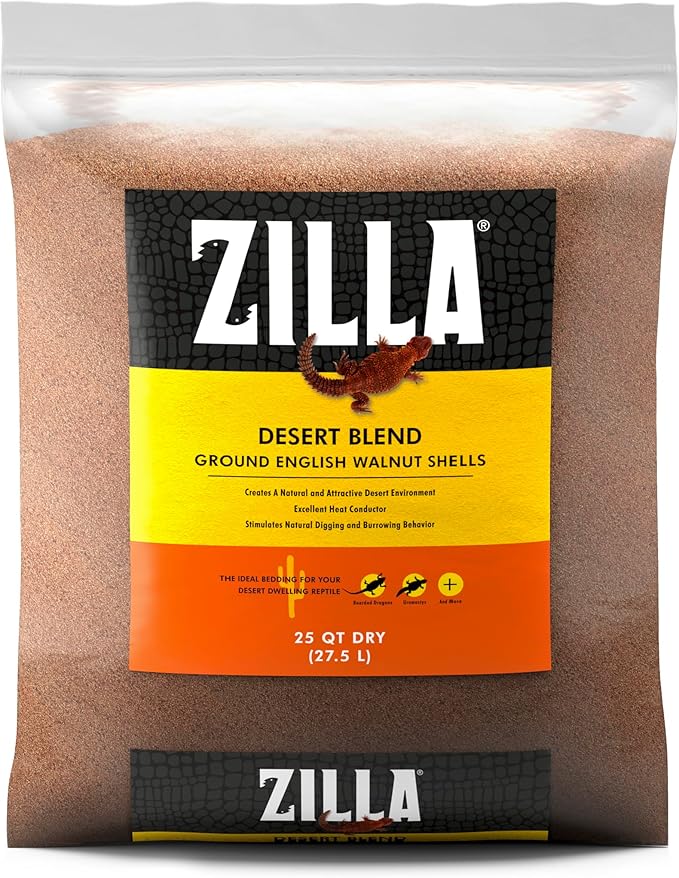 Zilla Desert Blend Substrate, Glass-Friendly Alternative to Sand, Made with 100% English Walnut Shells, Ideal for Desert Reptiles, 25 Quarts