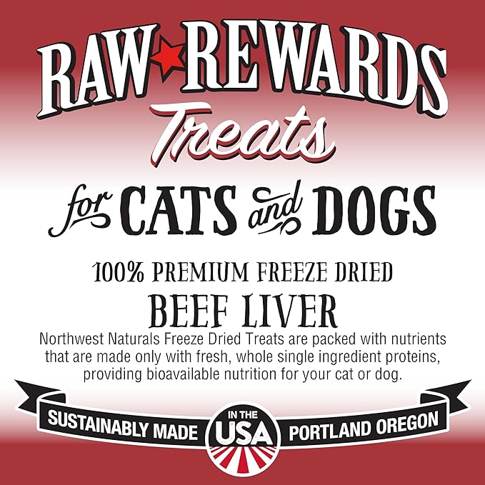 Northwest Naturals Raw Rewards Freeze-Dried Beef Liver Treats for Dogs and Cats - Bite-Sized Pieces - Healthy, 1 Ingredient, Human Grade Pet Food, All Natural - 3 Oz (Pack of 3) (Packaging May Vary)