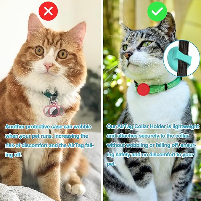 IPX8 Waterproof AirTag Dog Collar Holder, Hidden Air Tag Case for Cat Collar, Anti-Lost Silicone Cover for AirTag GPS Tracker Compatible with Pets Loop, Fits All Width Collars(Red L)