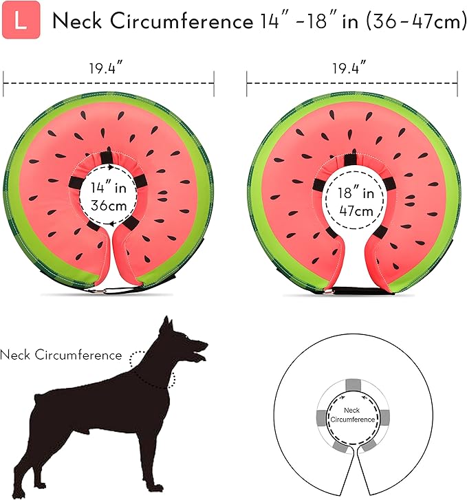 Dog Cone Collar for Small Medium Large Dogs for After Surgery, Pet Inflatable Neck Donut Collar Soft Protective Recovery Cone for Dogs and Cats - Alternative E Collar Does not Block Vision - Red,L