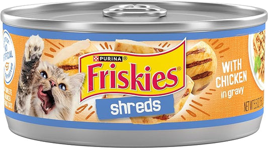 Purina Friskies Gravy Wet Cat Food, Shreds With Chicken - (Pack of 24) 5.5 oz. Cans