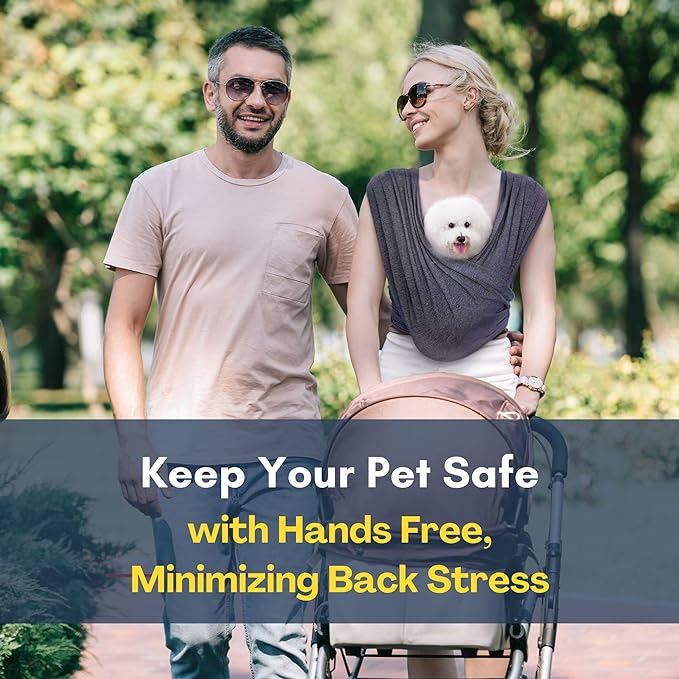 Dog Carrier for Small Dogs, Front Facing Dog Carrier Sling, Hands Free Cat Sling, Size Adjustable, Reducing Back Pain, Soft Cotton, Premium Dog Sling Carrier (Regular, Charcoal Black)