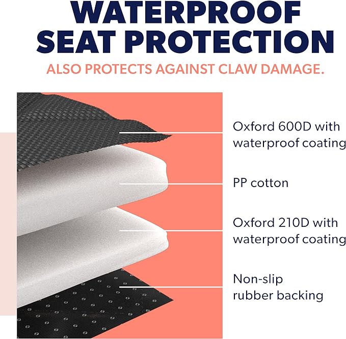 Active Pets Dog Car Seat Cover for Back Seat - Waterproof Pet Back Seat Cover for Trucks, Sedans & SUVs - Use with Chom Chom Roller Pet Hair Remover. Orange XL