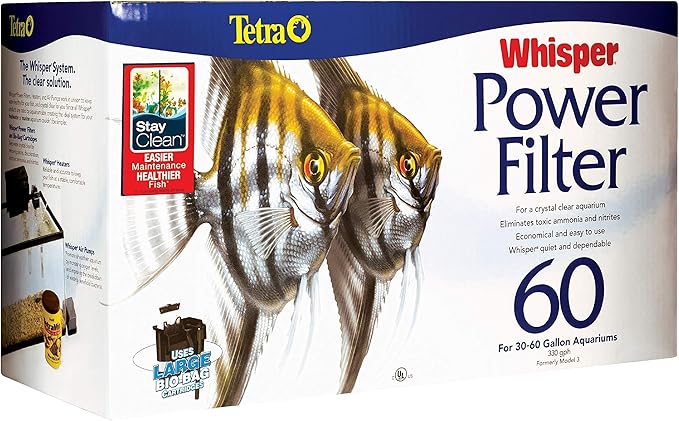 Tetra Whisper Power Filter for Aquariums, 3 Filters in 1, Up to 60-Gallons