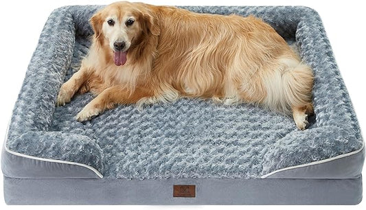 WNPETHOME Dog Beds for Large Dogs, Washable Dog bed, Bolster Dog Sofa Bed with Waterproof Lining & Non-skid Bottom, Orthopedic Egg Foam Dog Couch for Pet Sleeping, Pet Bed for Large dogs