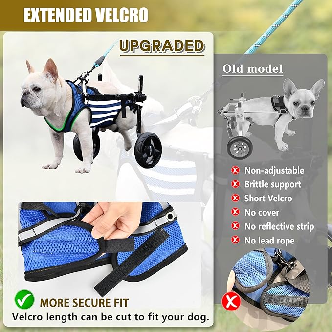 2024 Upgraded Dog Wheelchair for Back Legs Small wheelchair for dogs with Disabled Hind Legs Walking Adjustable Dog Carts with Wheels