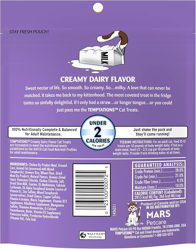 Temptations Classic Treats for Cats Creamy Dairy Flavor 6.3 Ounces (Pack of 10)