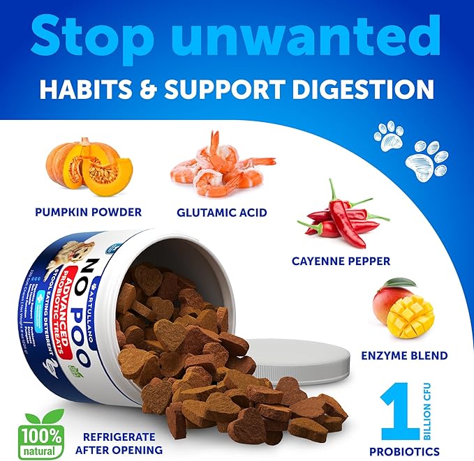 No Poo Chews for Dogs - Coprophagia Stool Eating Deterrent for Dogs - Prevent Dog from Eating Poop - Stop Eating Poop for Dogs with Probiotics & Digestive Enzymes - Forbid for Dogs