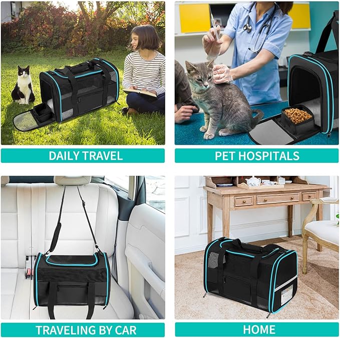 Large Cat Carrier Dog Carrier, Pet Carrier for Large Cats, Dog Carrier for Medium Small Dogs, Collapsible Soft Sided Pet Carrier for Cats Dogs Puppy of 25l bs, Black