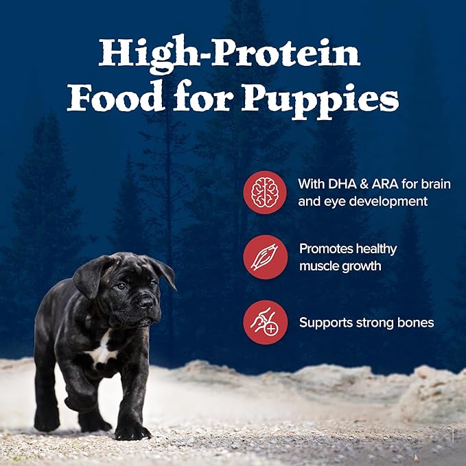 Blue Buffalo Wilderness Rocky Mountain Recipe High-Protein Dry Puppy Food with DHA, Made in the USA with Natural Ingredients Plus Wholesome Grains, Red Meat, 4.5-lb. Bag