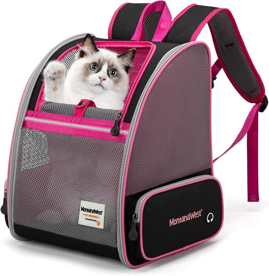 Montana West Cat Carrier Backpack for Small Medium Dog & Puppies with Breathable Mesh for Hiking Camping Backpack Travel Bag