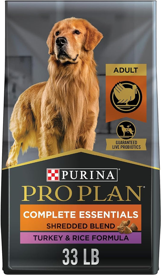 Purina Pro Plan High Protein Dog Food With Probiotics for Dogs, Shredded Blend Turkey & Rice Formula - 33 lb. Bag