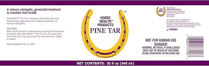 Flagline Horse Health Pine Tar, Natural Topical Antiseptic for Use on Horse Hooves, Helps Retain Moisture, Helps Keep Hooves from Cracking and Splitting, 32 Fluid Ounces