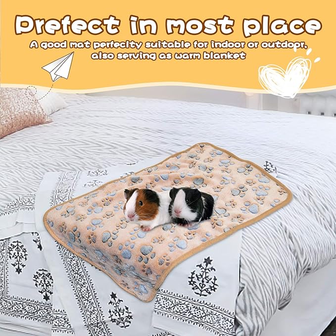 BWOGUE Guinea Pig Blanket, 3 Pack Small Animal Soft Warm Pet Fleece Blankets Sleep Mat Pad Cover Flannel Throw for Hamster Guinea Pig Rabbit Dog Cat Chinchilla Hedgehog