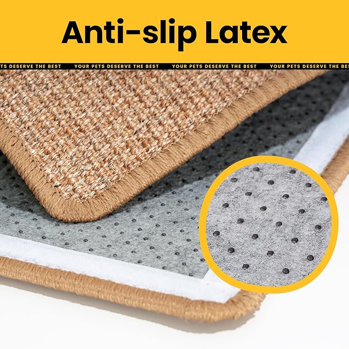 Cat Scratcher Mat,Natural Sisal Cat Scratch Pad with Sticky Velcro Tapes,Horizontal Floor Cat Scratching Pads Rug for Indoor Cats,Cat Furniture Protector for Couch&Carpets&Sofas(M,23.6"X15.7")