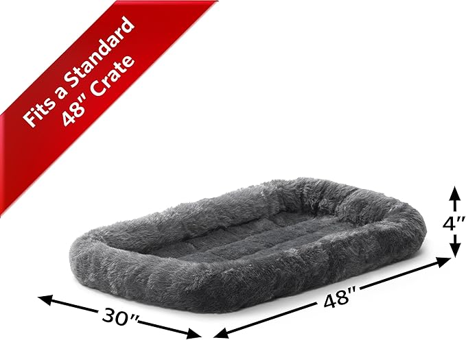New World Pet Products Gray Dog Bed | Bolster Dog Bed Fits Metal Dog Crates | Machine Wash & Dry