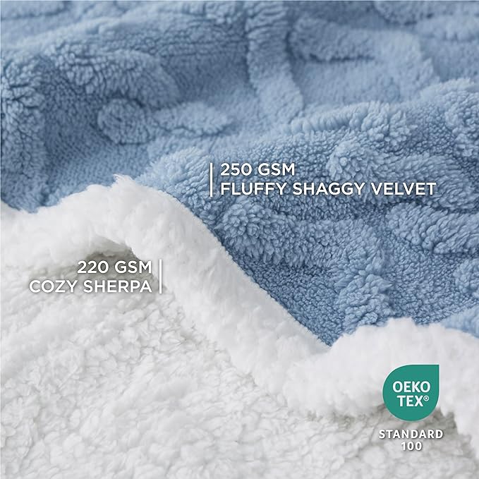 Bedsure Waterproof Dog Blankets for Small Dogs - Pet Blanket for Couch Protector Washable, Premium Jacquard Coral Fleece Cat Throw Blanket, Soft Reversible Furniture Protection, 25"x35", Light Blue