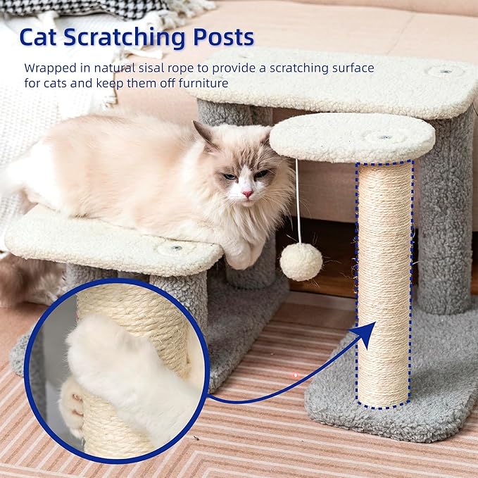 Pet Stairs for Small Dogs - Cat Scratching Post Pet Steps for High Beds and Couch,High-Strength Boards Covered in Natural Sisal Rope for Kittens Dogs Climbing Playing, 3 Combination Options