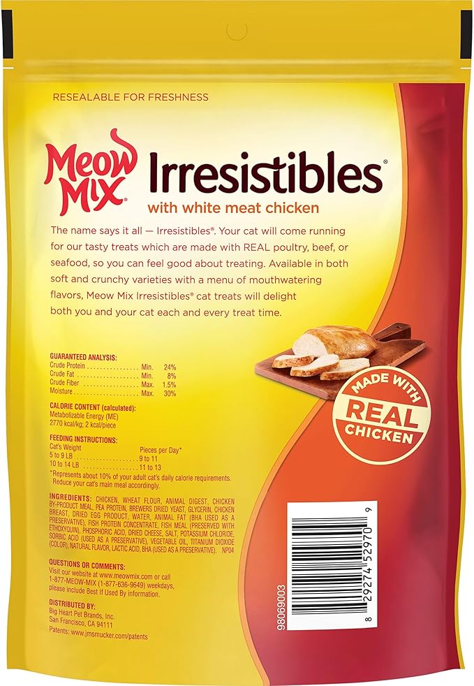 Meow Mix Irresistibles Soft Cat Treats, White Meat Chicken, 12 Ounce (Pack of 5)