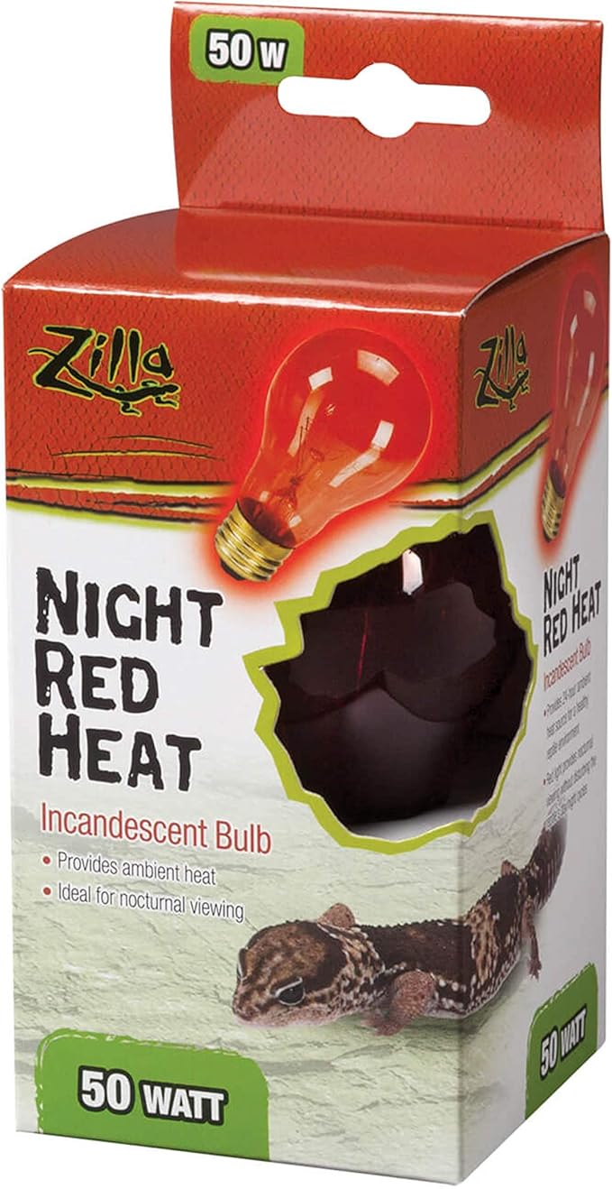 Zilla Reptile Terrarium Incandescent Heat Bulb, Night Red, 50 Watts