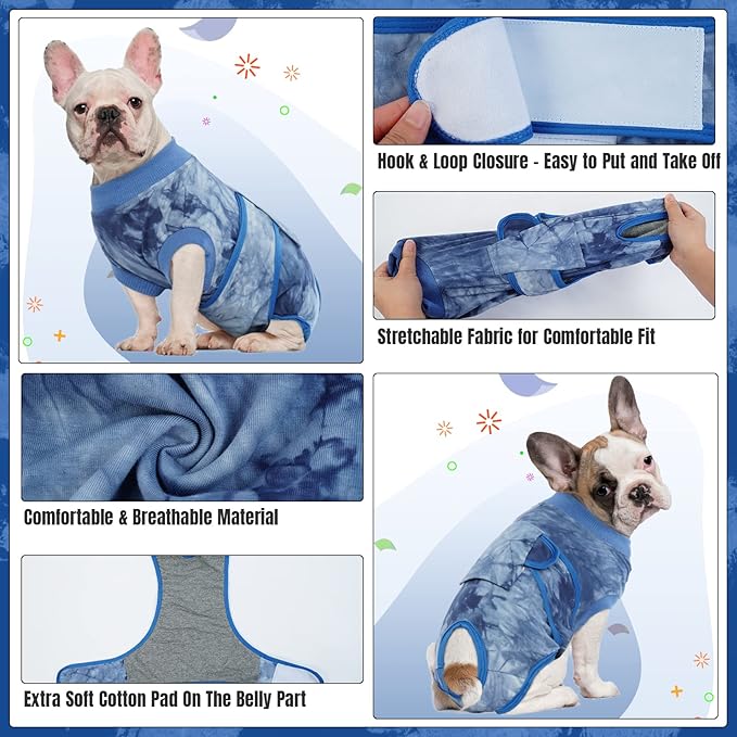 Kuoser Dog Recovery Suit, Soft Dog Onesie for Surgery Female Spay Dog Surgical Recovery Suit Male Neuter, Anti Licking Abdominal Dog Surgical Suit Pet Bodysuit Alternative to Cone of Shame, M