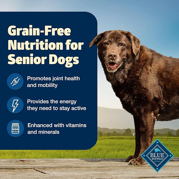 Blue Buffalo Freedom Grain-Free Senior Dry Dog Food, Provides Energy To Stay Active, Made in the USA with Natural Ingredients, Chicken & Potatoes, 11-lb. Bag