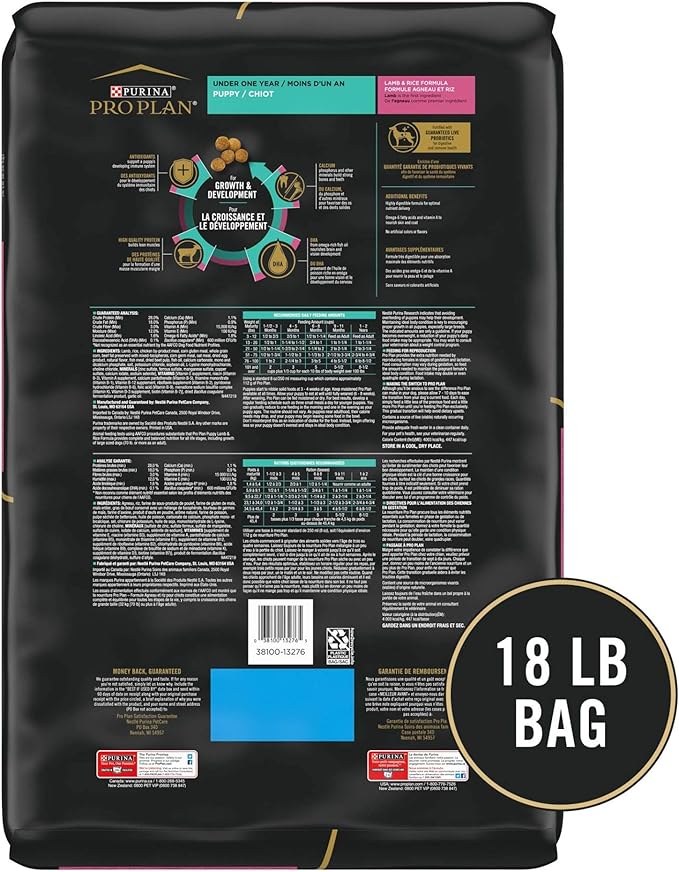 Purina Pro Plan High Protein Puppy Food DHA Lamb & Rice Formula - 18 lb. Bag