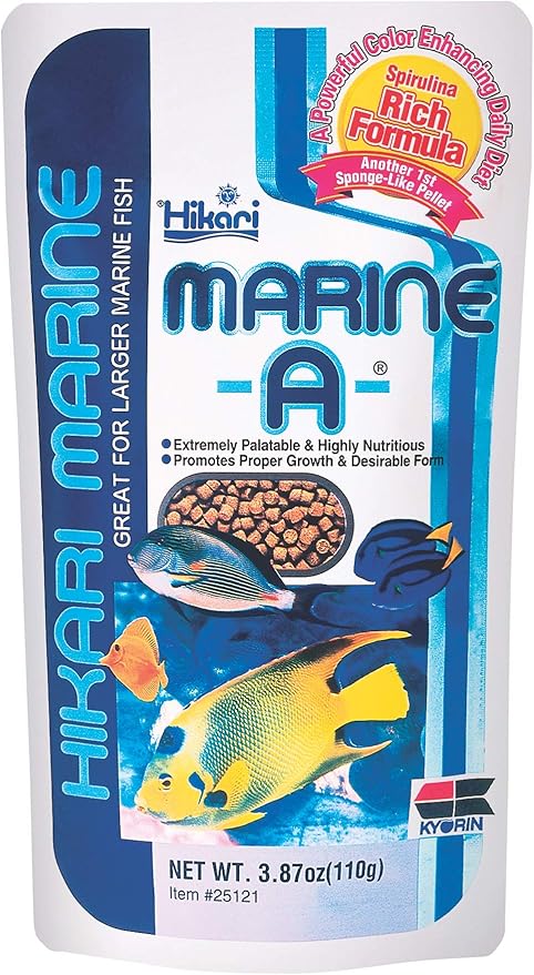 Hikari Marine-A Pellets Fish Food for Larger Marine Fish, 3.87 oz (110g)