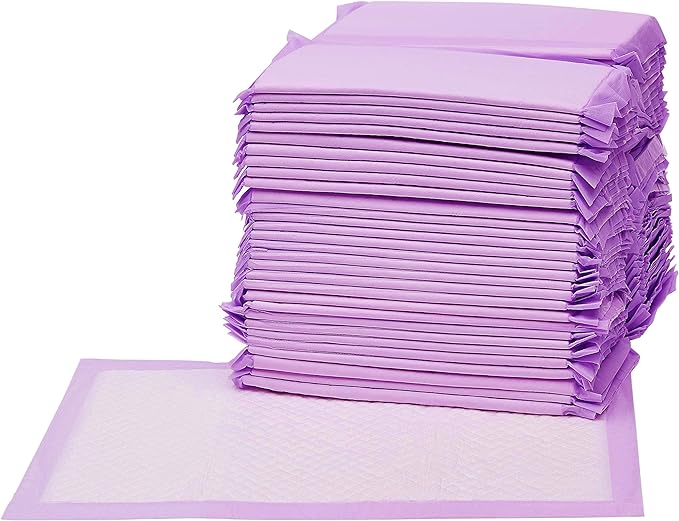 Amazon Basics Cat Pad Refills for Litter Box, Lemon Scent - Pack of 40, Purple and White