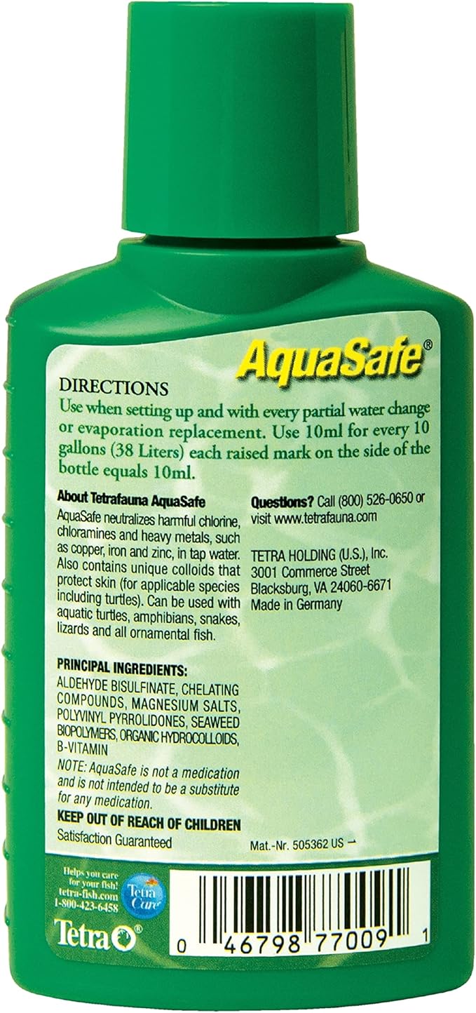 TetraFauna AquaSafe for Reptiles and Amphibians 3.08 Ounces, Aqua-Terrarium Water Conditioner, Makes Tap Water Safe